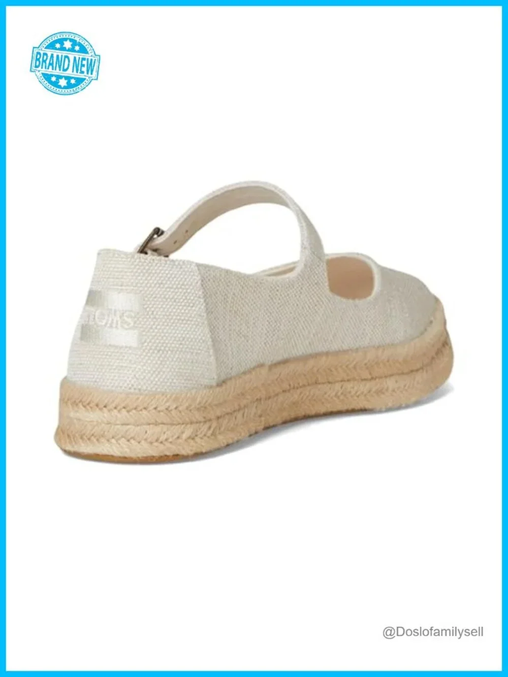 Canvas Espadrille Mary Jane Flats with Buckle - No Heel